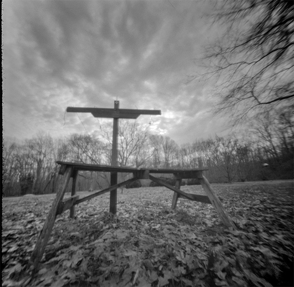 120mm pinhole photograph of a country scene in winter by Victor Perrotti